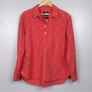 The North Face women’s coral floral print 1/4 button popover shirt, medium.